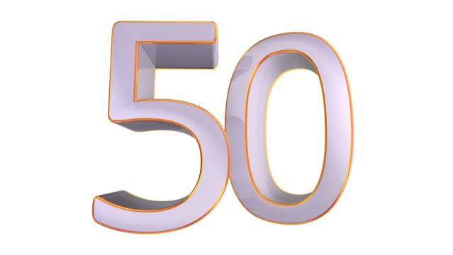 White gold 3d number 50