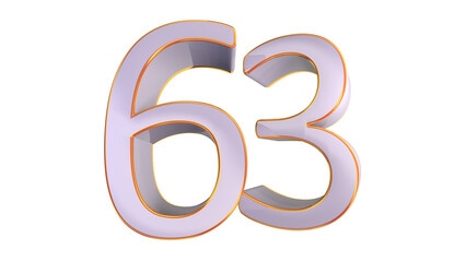 White gold 3d number 63