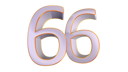 White gold 3d number 66