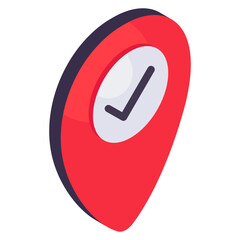 Tick mark inside placeholder, icon of verified location 