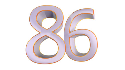 White gold 3d number 86