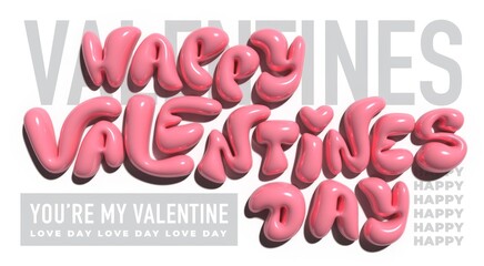 Creative concept of Happy Valentines Day banner. Modern bold art design with hearts and modern typography. Templates for celebration, ads, branding, banner, cover, label, poster, sales - 729487659