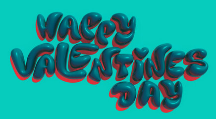 Valentine's day concept background. 3d text and hearts in unusual color palette/ Cute love sale banner or greeting card