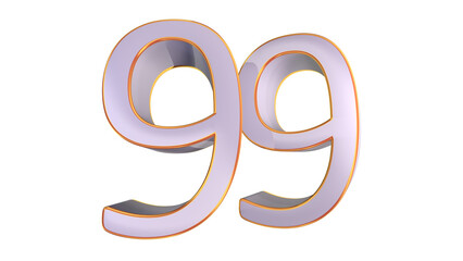 White gold 3d number 99