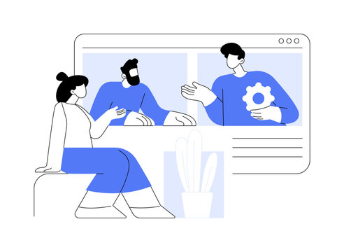 Online meetup isolated cartoon vector illustrations.