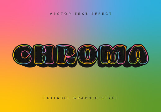 Colourful Outline Text Effect Mockup