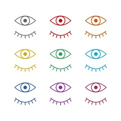 Eyes open and closed  icon isolated on white background. Set icons colorful
