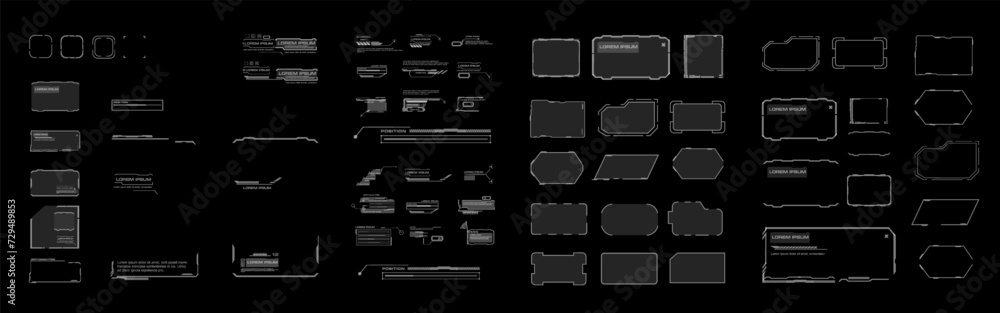 Aufkleber Set dialog boxes and frames for communication on the network, chats, forums and Internet portals. large set modern dialog HUD interface elements. Window templates for text. Empty dialog boxes