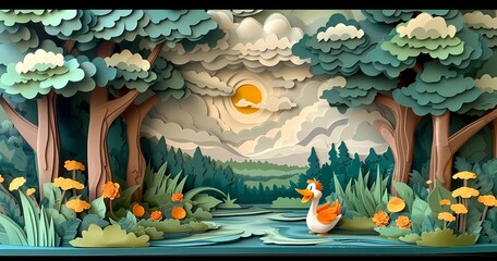 A whimsical floral design blossoms from a paper cutout of a duck, creating a charming blend of art and nature