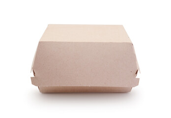 Cardboard burger box isolated on white. - obrazy, fototapety, plakaty