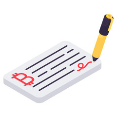 An isometric vector design of cheque writing