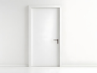 White door mock up isolated on white background, copy space