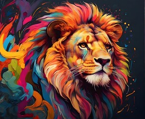 portrait of a lion Colorful. 