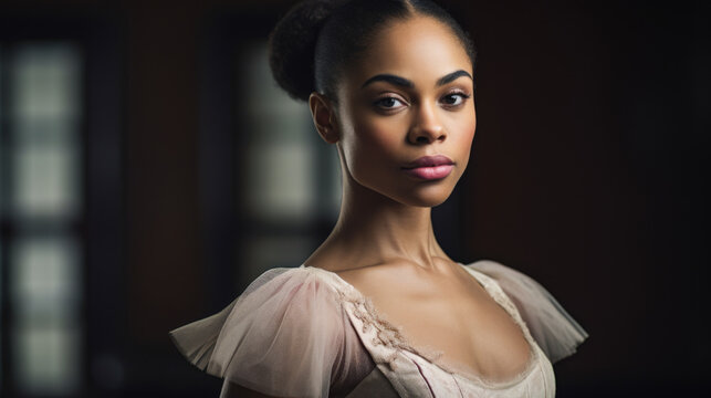Portrait of an African American ballet dancer in a professional studio