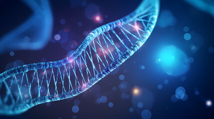 3D rendering genetic diagram of human DNA under microscope