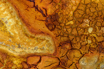 Sunlit Cracked Clay Soil in Rio Tinto