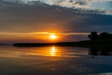 Naklejka premium The Great Russian Volga River and its banks.