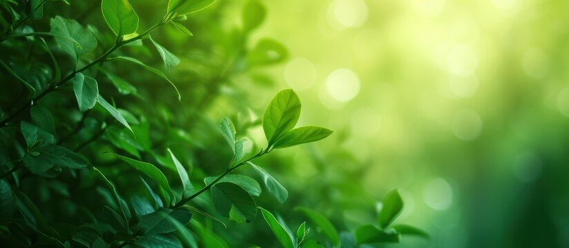Abstract blur green foliage and beauty natural leaf background. AI generated image