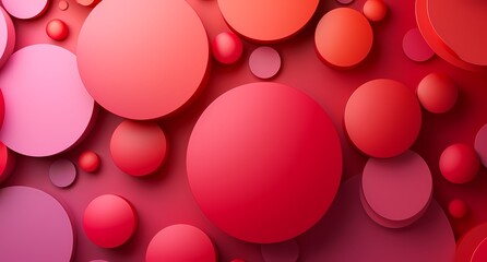 A vibrant and joyful gathering of colorful red circles adorned with heart-shaped balloons, creating a playful and lively atmosphere reminiscent of a fun-filled party supply store