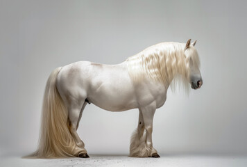Obraz na płótnie Canvas Heavy horse standing against white background