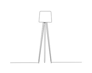 Continuous one line drawing of floor lamp. Floor lamp  single outline vector illustration. Interior and furniture concept, editable stroke.