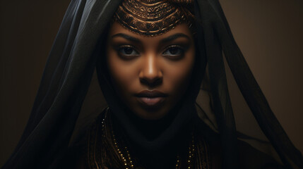 portrait of woman wearing head scarf