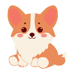 Corgi dog vector cartoon illustration. Cute friendly welsh corgi puppy, isolated on white background