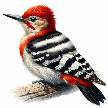 red-crowned woodpecker perched on branch clip art preview