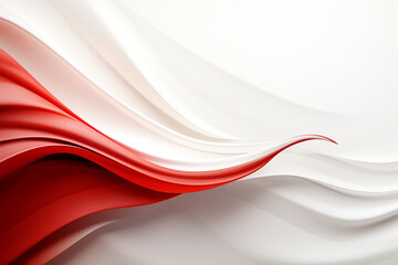 Abstract red and white wavy background. 3d render illustration.