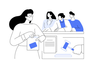 Representing client in trial isolated cartoon vector illustrations.