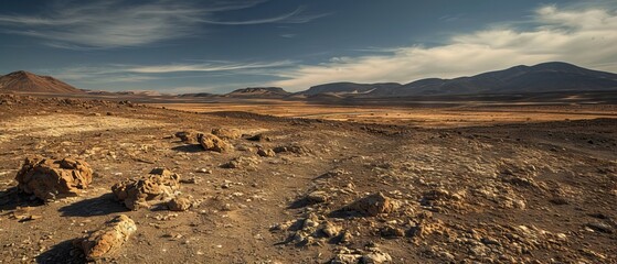 Majestic Desert Landscape With Rocks and Mountains