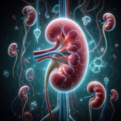 human kidney 3d renders realistic anatomy. human organ vector illustration