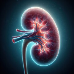 human kidney 3d renders realistic anatomy. human organ vector illustration - obrazy, fototapety, plakaty