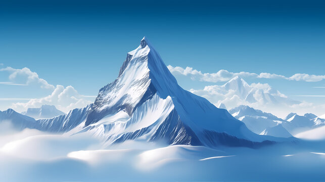 Mountain peak illustration, mountain aerial photography PPT background illustration