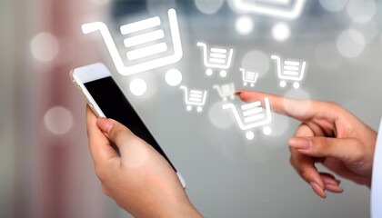 Human using modern smartphone for shopping online