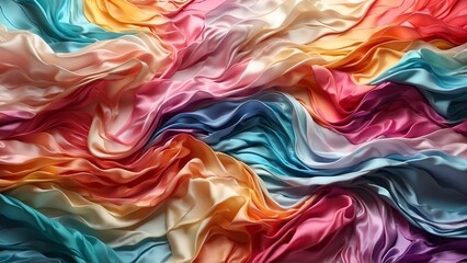 abstract colorful fabric background with fabric waves. Ai 