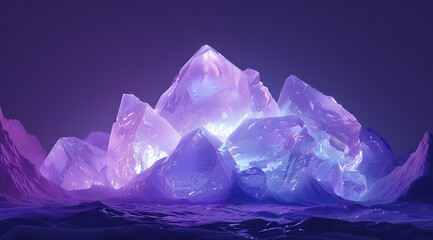 an artificial mountain crystal with light in - obrazy, fototapety, plakaty