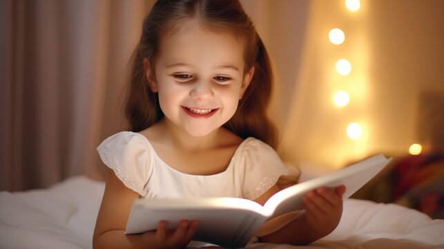 Happy children relax read book at home. Child and reading a story. learn development, childcare, laughing, education, storytelling, practice, reduce addiction mobile phone, love book