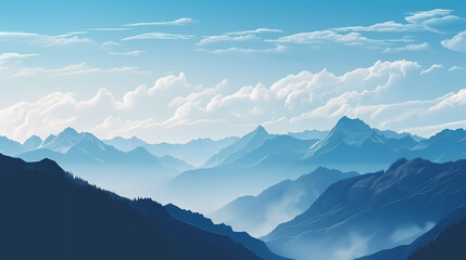 Obraz premium Mountain peak illustration, mountain aerial photography PPT background illustration