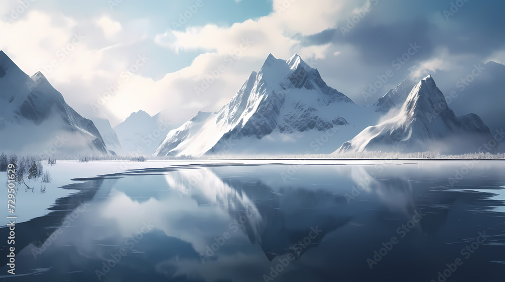 Wall mural Majestic mountains, panoramic peaks PPT background - Wall murals