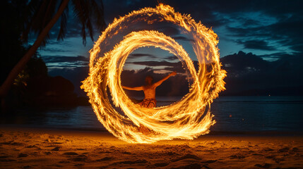 Fire show in Asia. 
