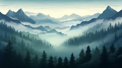 Obraz premium Majestic mountains, panoramic peaks PPT background