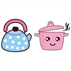 Kitchen utensil Cookware. Vector illustration.