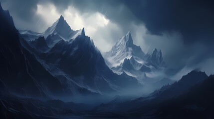 Obraz premium Majestic mountains, panoramic peaks PPT background