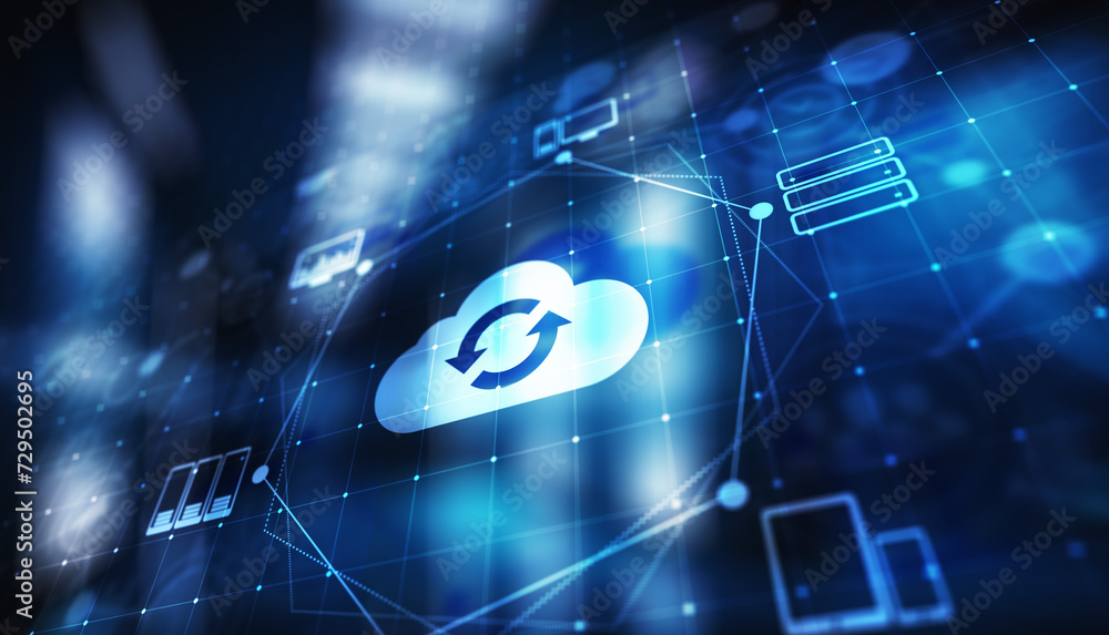 Poster cloud technology computing and data storage. internet and networking concept on virtual screen.
