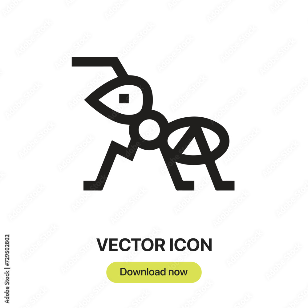 Fototapete ant icon vector. linear-style sign for mobile concept and web design. ant symbol illustration. pixel