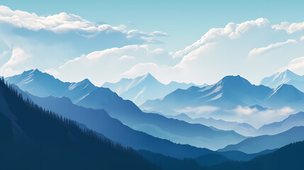 Fototapeta na wymiar Majestic mountains, panoramic peaks PPT background