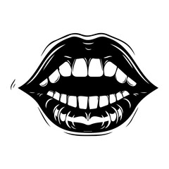 mouth, lips sketch vector illustration