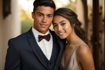 Elegant Young Couple at High School Prom Event
