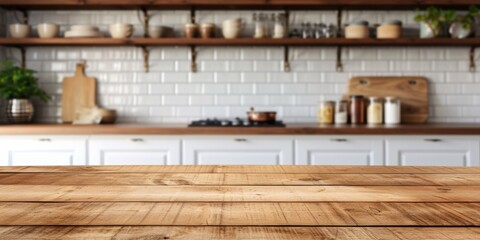 Fototapeta na wymiar Empty Wooden Kitchen Background With Modern Design And Abundant Natural Light. Сoncept Minimalist Kitchen Design, Light-Filled Space, Wooden Backdrop, Modern Aesthetics